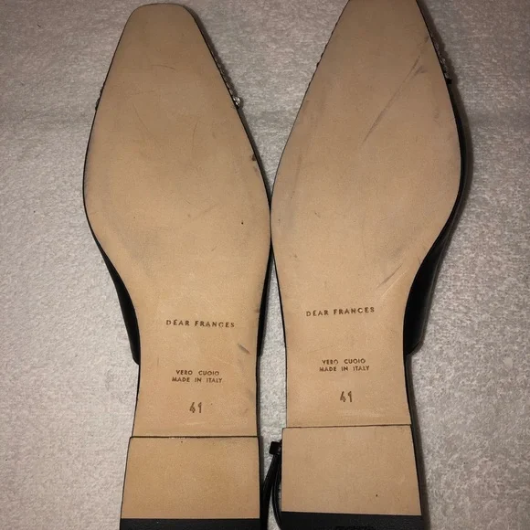 Dear Frances Tia black crystal black slingback flats 41=11